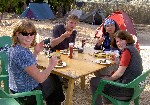 Liz, Pieter, Chris & Caroline have a civilised meal outside.JPG